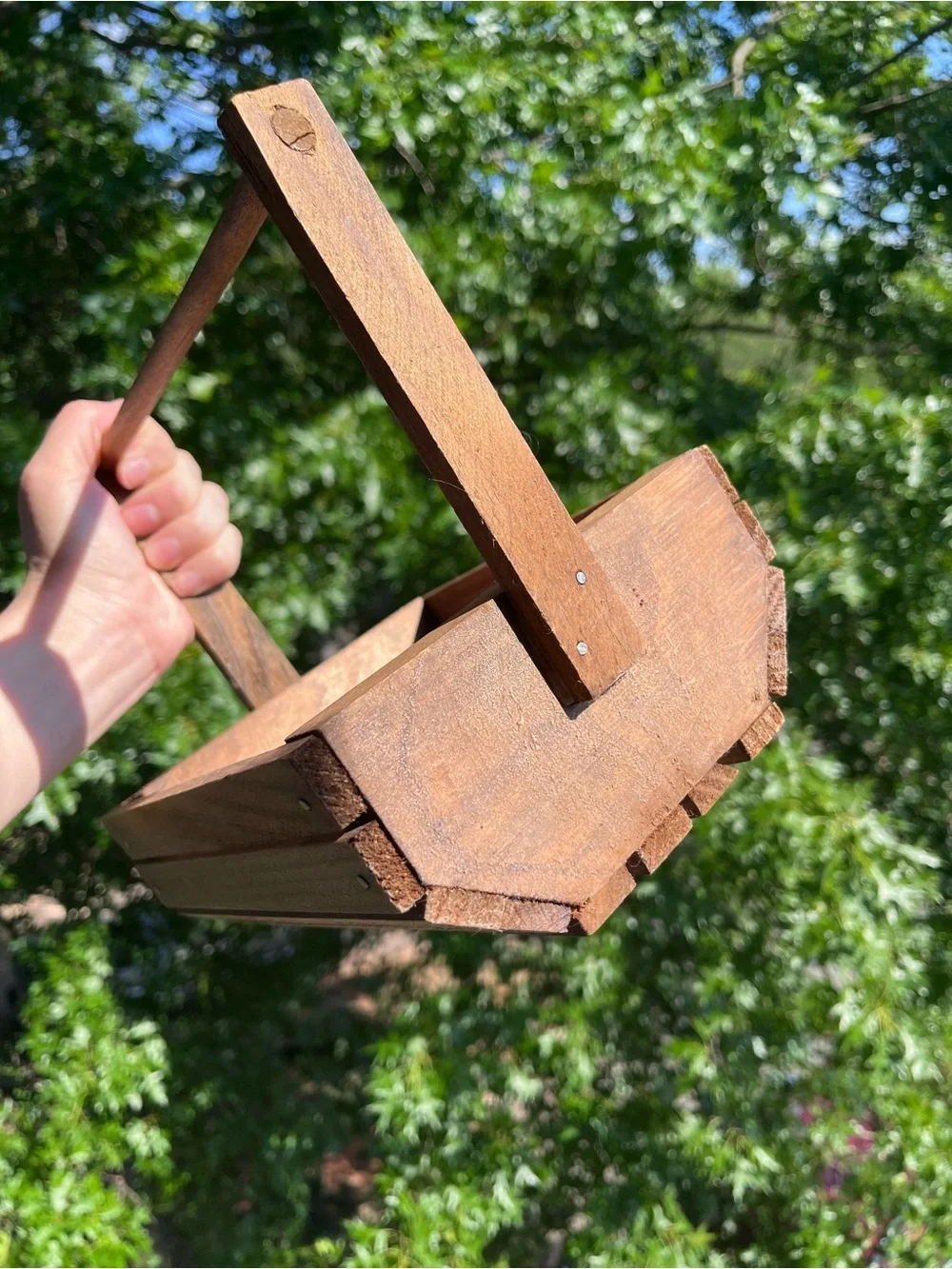 Vintage Wooden Caddy Organizer Tote Handle Farmhouse Primitive Rustic Decor